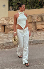 Delaney White Linen Blend Pants Image