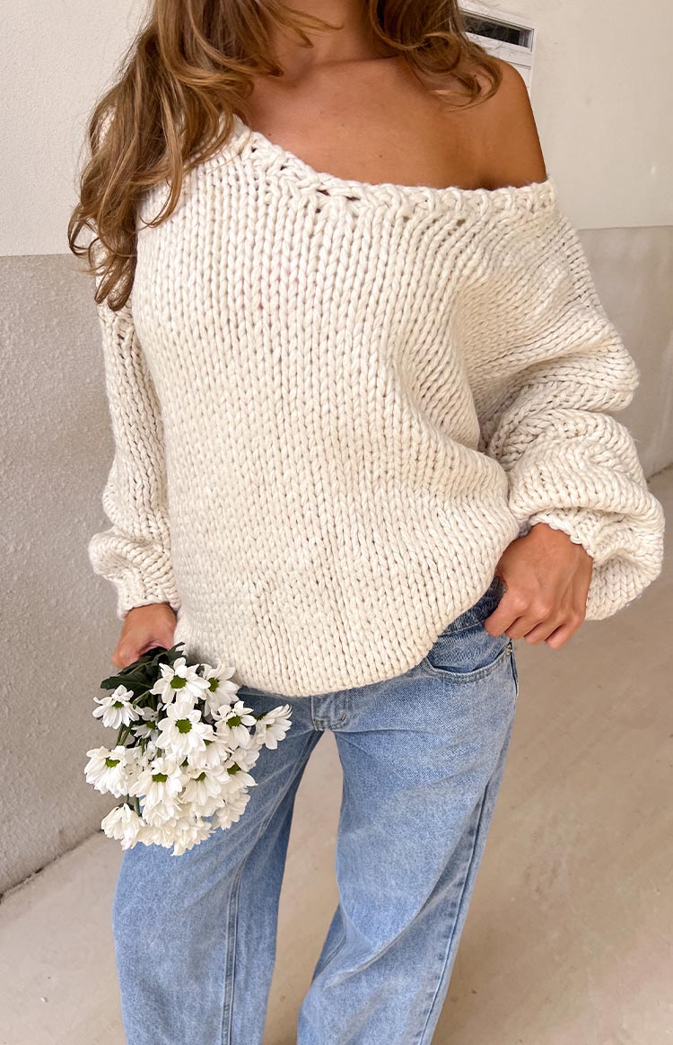 Delvey Cream Chunky Knit Sweater Image