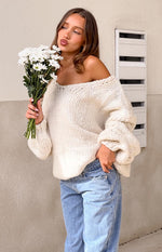 Delvey Cream Chunky Knit Sweater Image