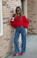 Delvey Red Chunky Knit Sweater Image