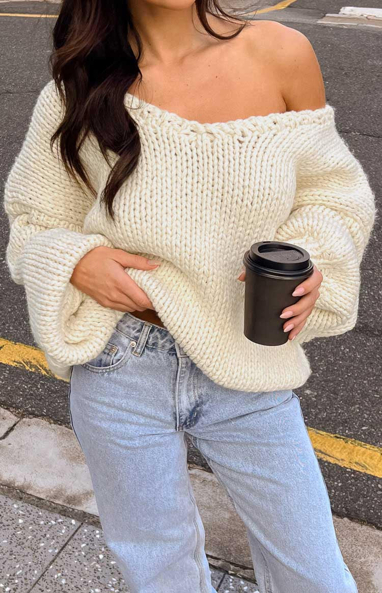 Delvey Cream Chunky Knit Sweater BB Exclusive Australia