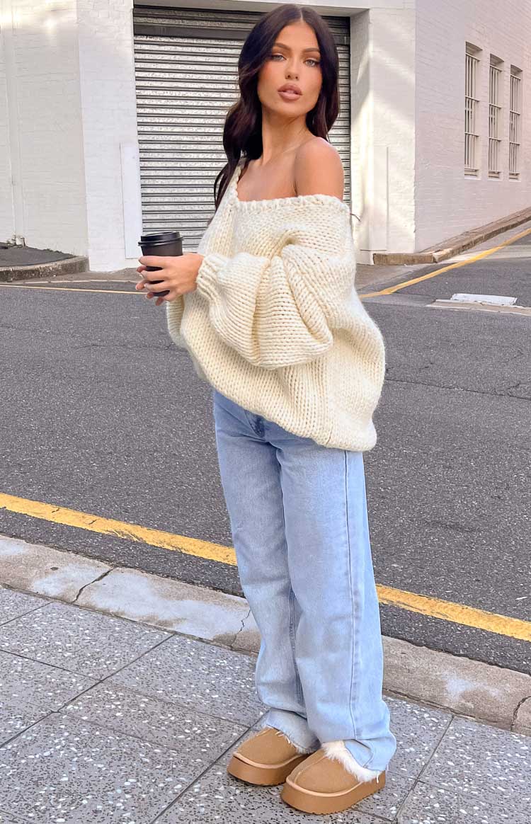 Delvey Cream Chunky Knit Sweater Image