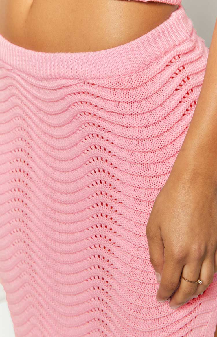 Deni Pink Knit Midi Skirt Image