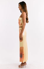 Denzel Yellow Floral Sequin Maxi Skirt Image
