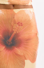 Denzel Yellow Floral Sequin Maxi Skirt Image