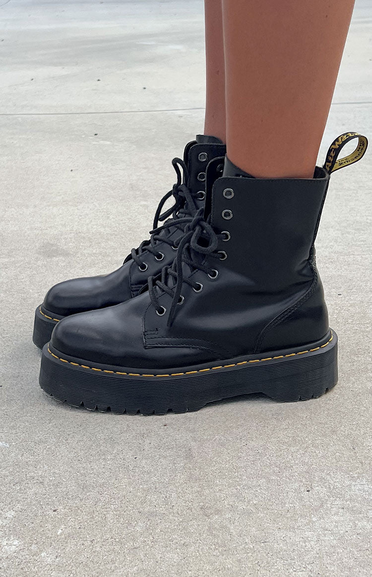 Dr. Martens Jadon 8 Eye Boot Black Polish Smooth Image