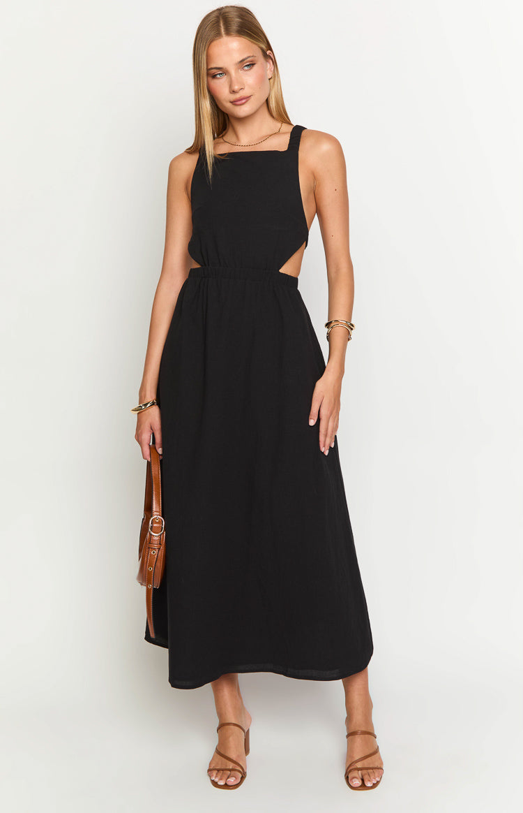 black midi dress australia Kensie Black Backless Midi Dress