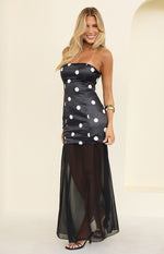 Eden Black Polka Dot Maxi Dress Image