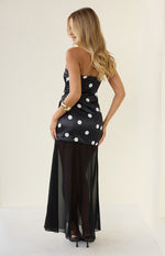 Eden Black Polka Dot Maxi Dress Image