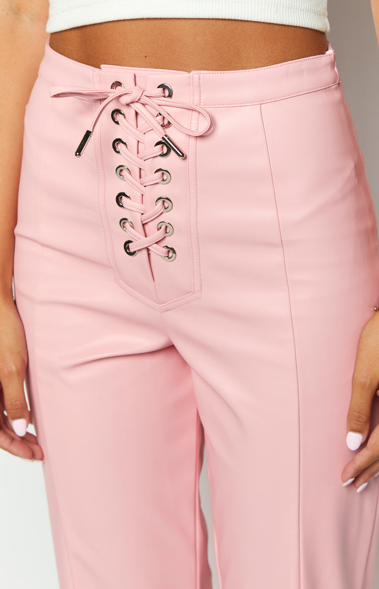 Elevate Pink PU Leather Pants Image