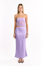Elinor Lilac Satin Maxi Dress Image