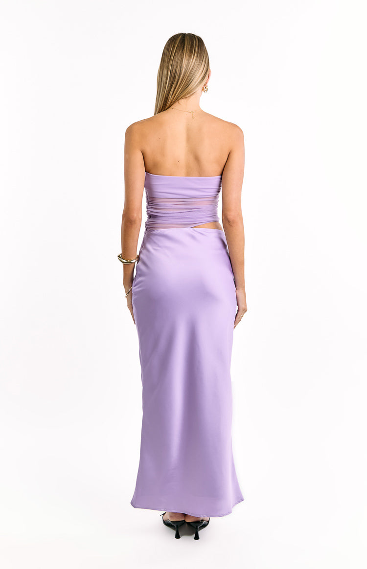 Elinor Lilac Satin Maxi Dress Image