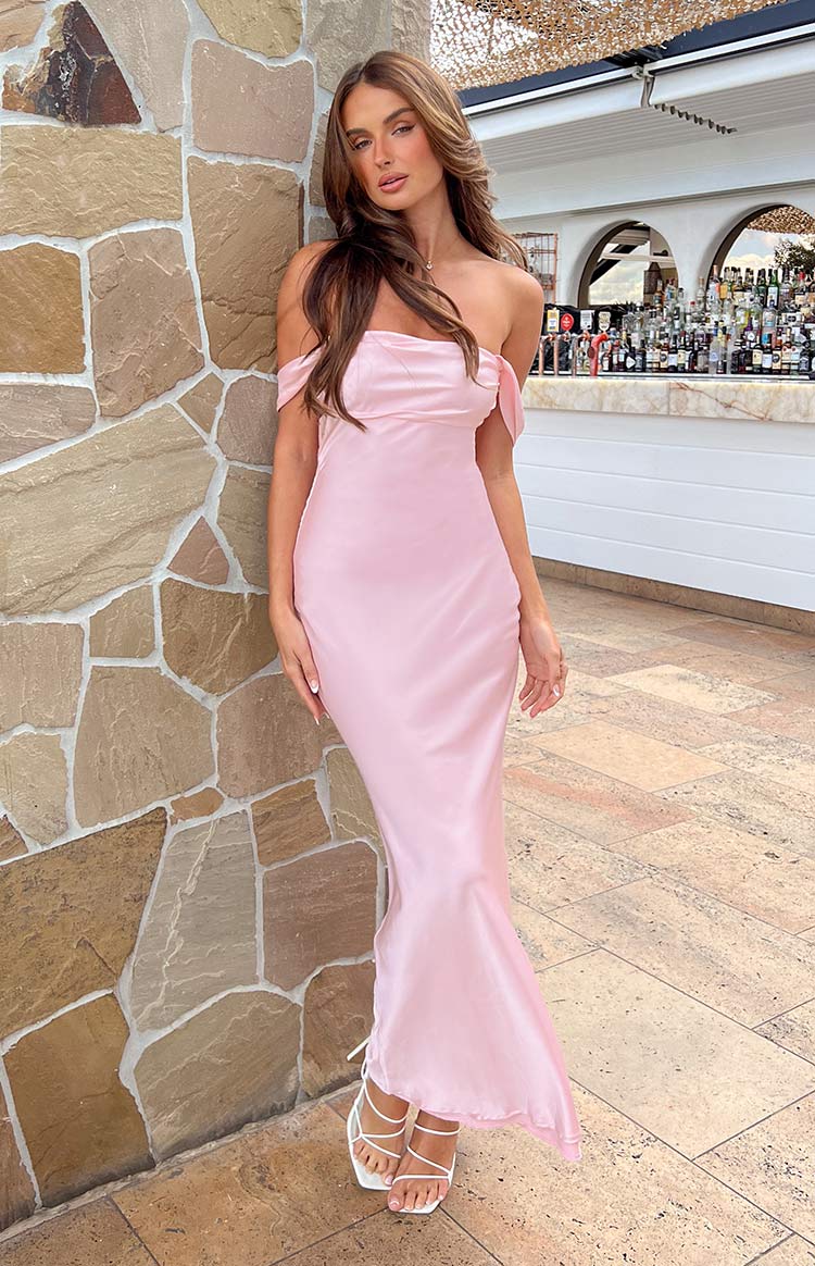 Ella Light Pink Off Shoulder Formal Maxi Dress BB Exclusive
