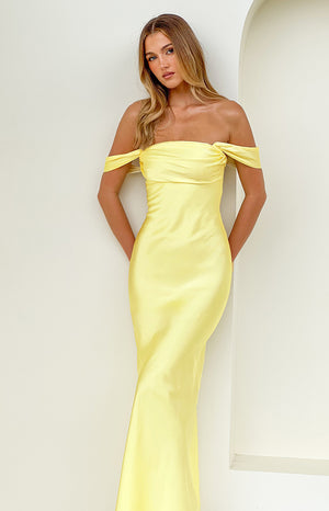 marigold muse yellow satin mini dress Thats So Fetch | Beverly Strapless | Thin adjustable straps and an invisible side zip with a hook and eye closure ensure a perfect fit Sunny Satin Mini Dress in