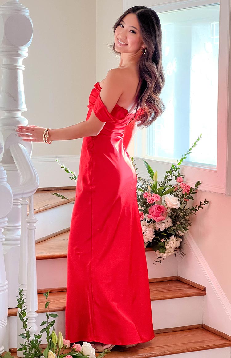 Ella Red Off Shoulder Formal Dress | Beginning Boutique AU Ella Red Off Shoulder Formal Dress | Beginning Boutique AU