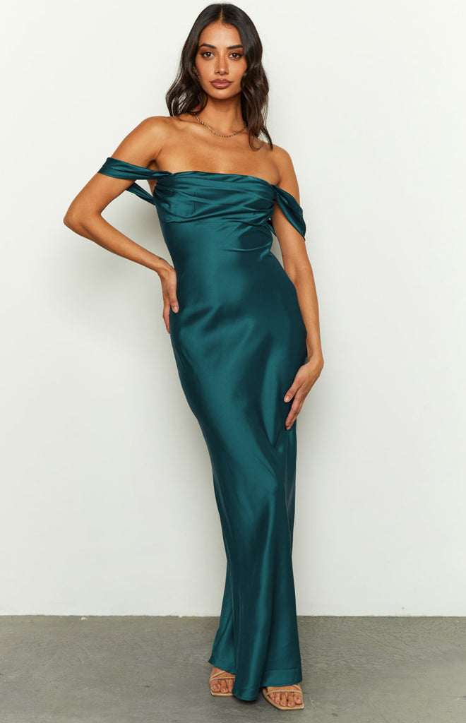 Ella Teal Off Shoulder Formal Maxi Dress – Beginning Boutique
