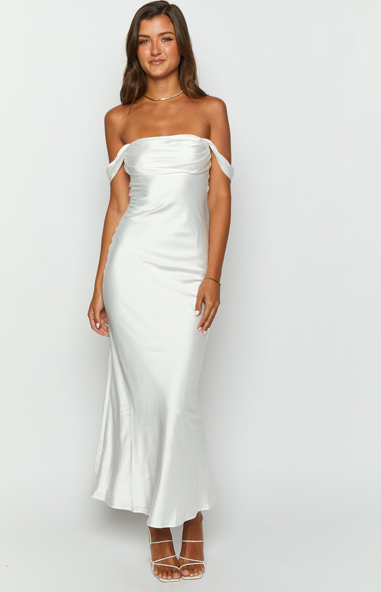 Shop Formal Dress - Ella White Off Shoulder Formal Dress secondary image