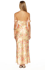 Ella Yellow Bloom Satin Maxi Dress Image
