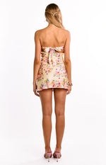 Ellie Yellow Bloom Strapless Mini Dress Image