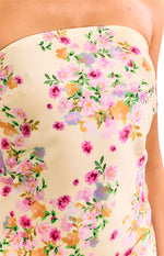 Ellie Yellow Bloom Strapless Mini Dress Image