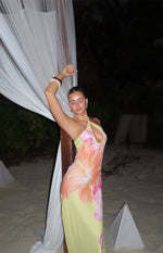 Elowen Yellow Hibiscus Floral Halter Maxi Dress Image