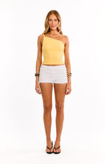 Elsey Yellow Ruched One Shoulder Top Image
