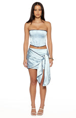 Elvi Blue Satin Corset Top Image