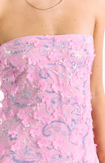 Eva Pink Sequin Strapless Mini Dress Image