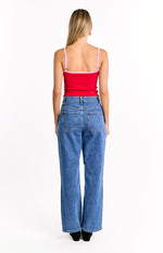 Florrie Red Pink Contrast Knit Top Image