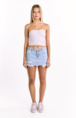Found Love Floral Light Wash Denim Skirt Image