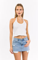 Beginning Boutique Found Love Light Wash Denim Low Rise Mini Skirt light wash denim low rise mini skirt with distressed raw hem