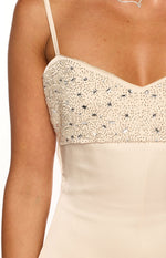 Fran Cream Sequin Contrast Party Mini Dress Image