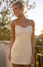 Fran Gold Sequin Contrast Party Mini Dress Image