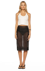 Francesca Black Organza Sheer Midi Skirt Image