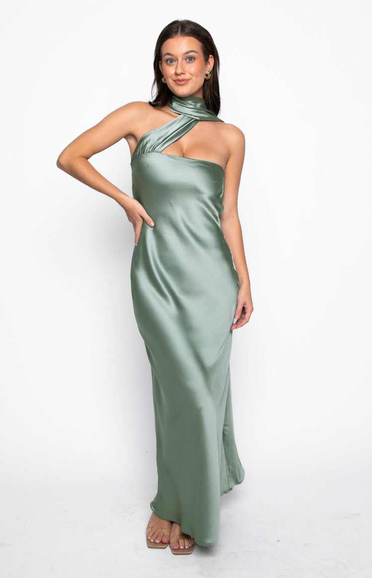 Francese Khaki Scarf Midi Dress Image