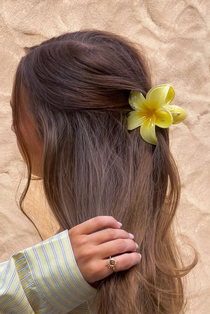 Beginning Boutique Frangipani Yellow Flower Clip yellow translucent frangipani flower hair clip