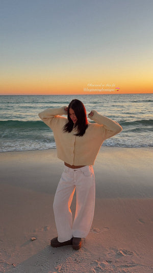 Beginning Boutique Freddie White Denim Barrel Leg Jeans white high-waisted barrel leg denim jeans with visible stitching