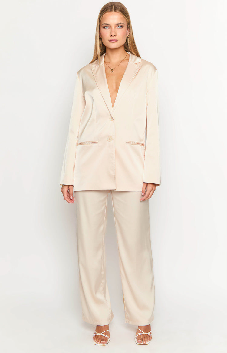 Galantis Cream Satin Blazer