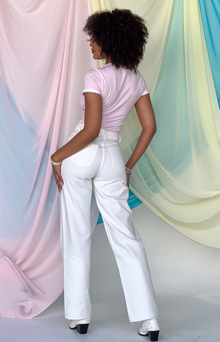Gem Diamante Trim Wide Leg Black Denim Jeans