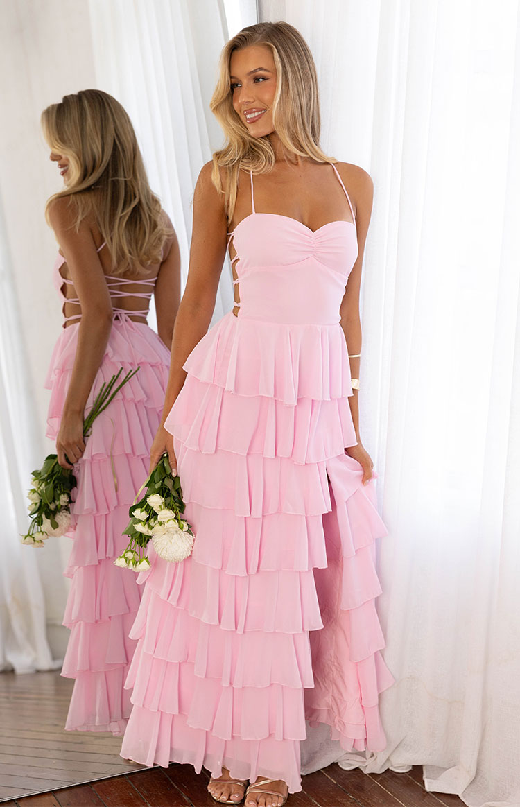 Georgie Pink Ruffle Maxi Dress Image
