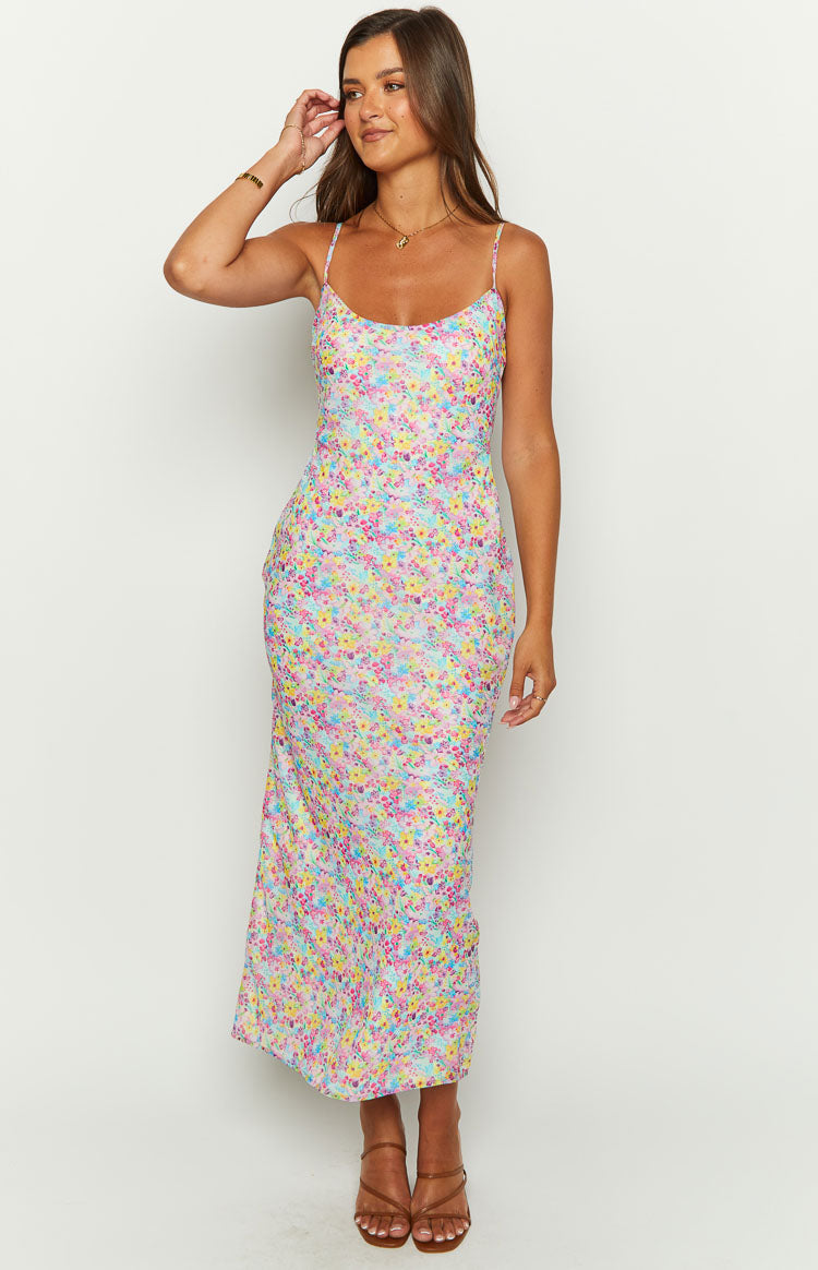 Good Days Painted Floral Pink Maxi Dress Image