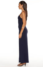 Gracy Navy Crepe Formal Maxi Dress Image