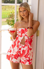 Ailany Red Floral Shorts Image