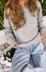 Hardy Grey Cable Knit Sweater Image