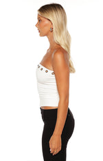 Harloe White Eyelet Strapless Tube Top Image