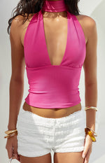 Harlow Hot Pink Halter Top Image