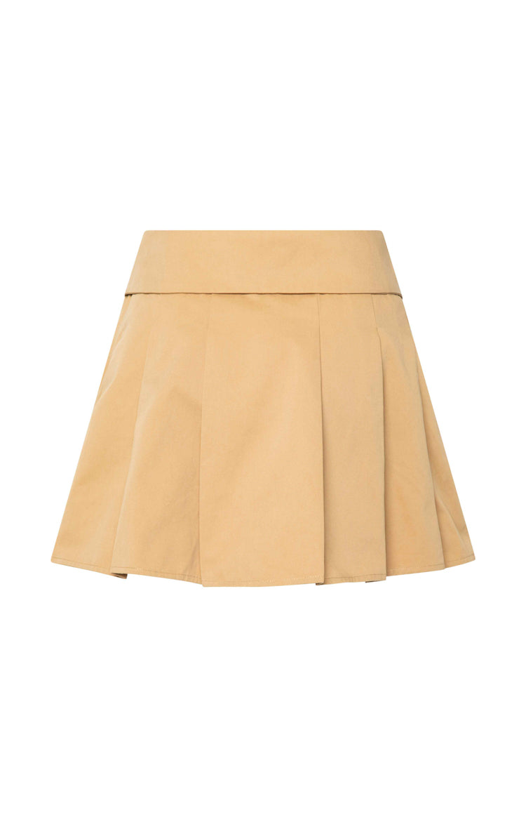 Haylen Tan Pleated Mini Skirt Image