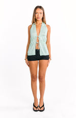 Hazel Green Sequin Knit Top Image