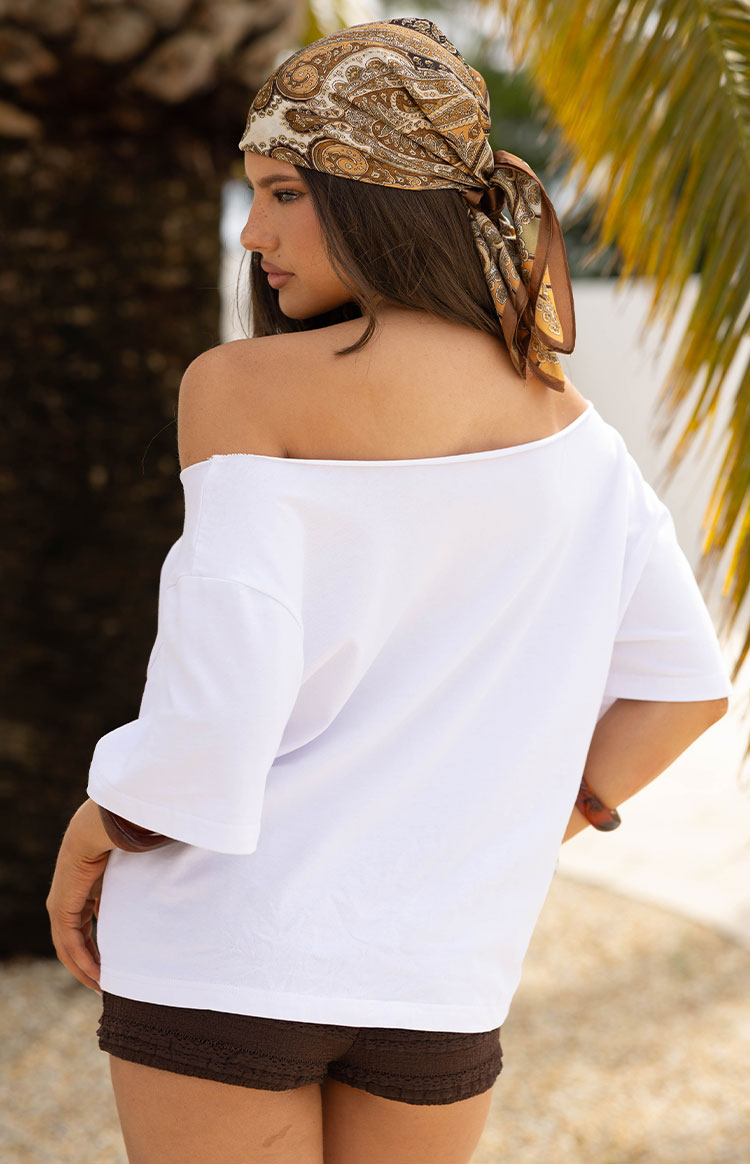 Henrie White Off Shoulder Boxy Tee Image