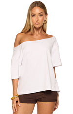 Henrie White Off Shoulder Boxy Tee Image